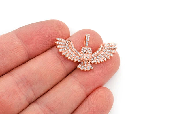 0.75ct Diamond Owl Pendant 18K Solid Gold