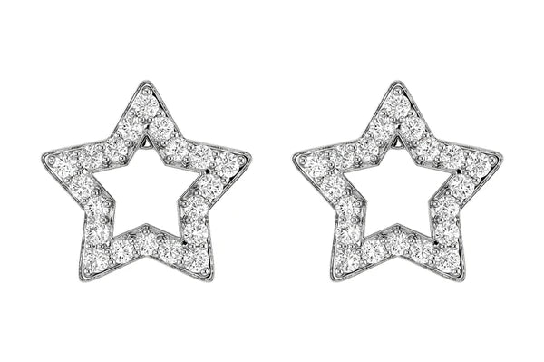 Erkals Jewellers Open 5 Point Star Stud Earrings 18K Gold 0.20ctw
