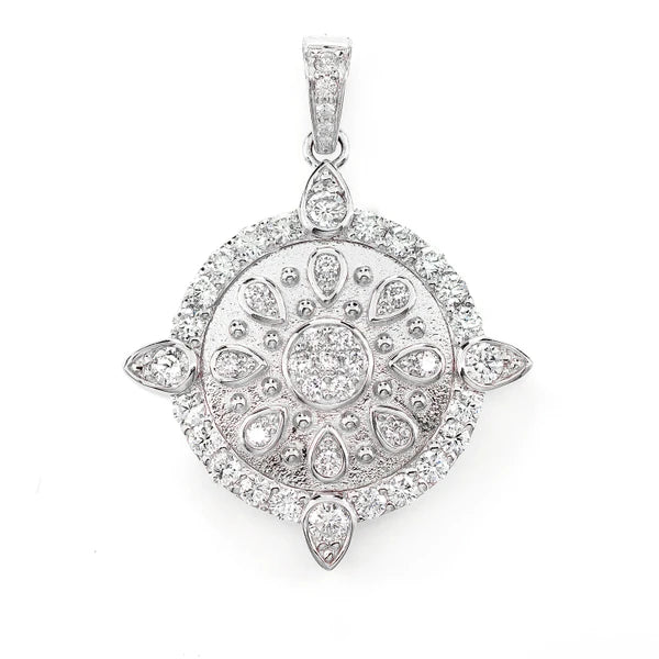 Erkals Jewellers Ornate Medallion Cluster Diamond Pendant 18K Gold 1.25ctw
