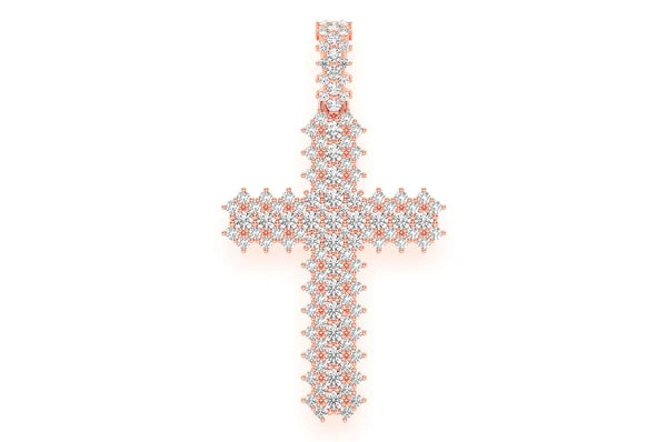 Pendentif diamant croix dentelée 1,75 ct en or massif 14 carats