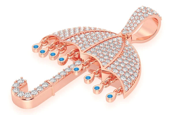 2.65ct Diamond Umbrella Pendant 18K Solid Gold