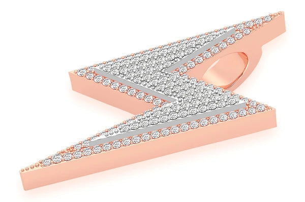 0.50ct Diamond Lightning Bolt Double Layer Pendant 18K Solid Gold