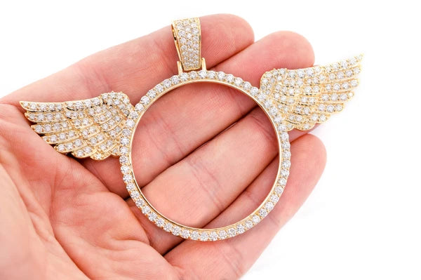 Erkals Jewellers Round Picture Wings Memory Pendant 18K Gold Diamond 8.50ctw