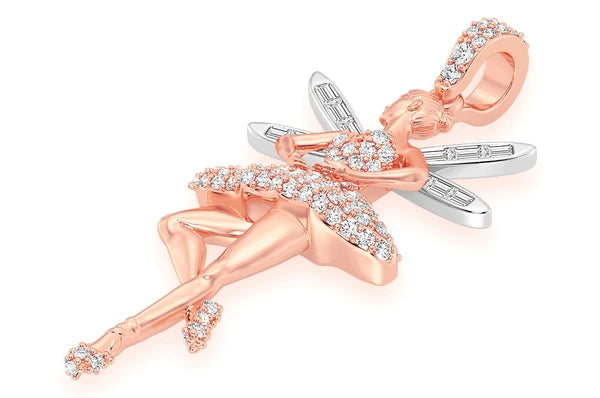 Pendentif diamant Ailes de ballerine 0,65 ct en or massif 14 carats