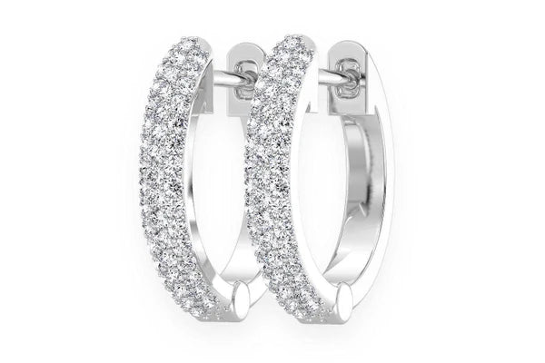 Erkals Jewellers Small Three Row Huggie Hoop Earrings 18K Gold 0.20ctw