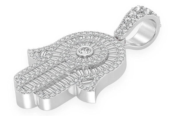 2.10ct Diamond Hamsa Pendant 18K Solid Gold