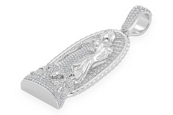 3.20ct Diamond Virgin Of Guadalupe Statue Pendant 18K Solid Gold