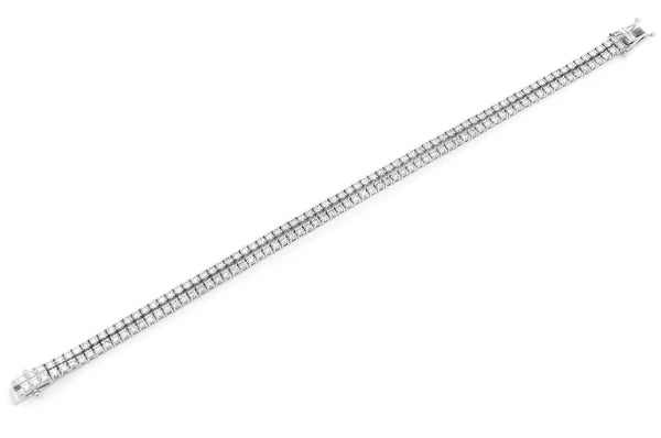 Pulsera de tenis de diamantes de 4,75 quilates con juego de puntas de dos hileras de 3 puntos, oro macizo de 14 quilates