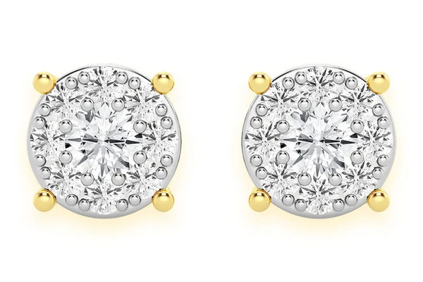 Erkals Jewellers Mosaic Stud Earrings 18K Gold 0.25ctw