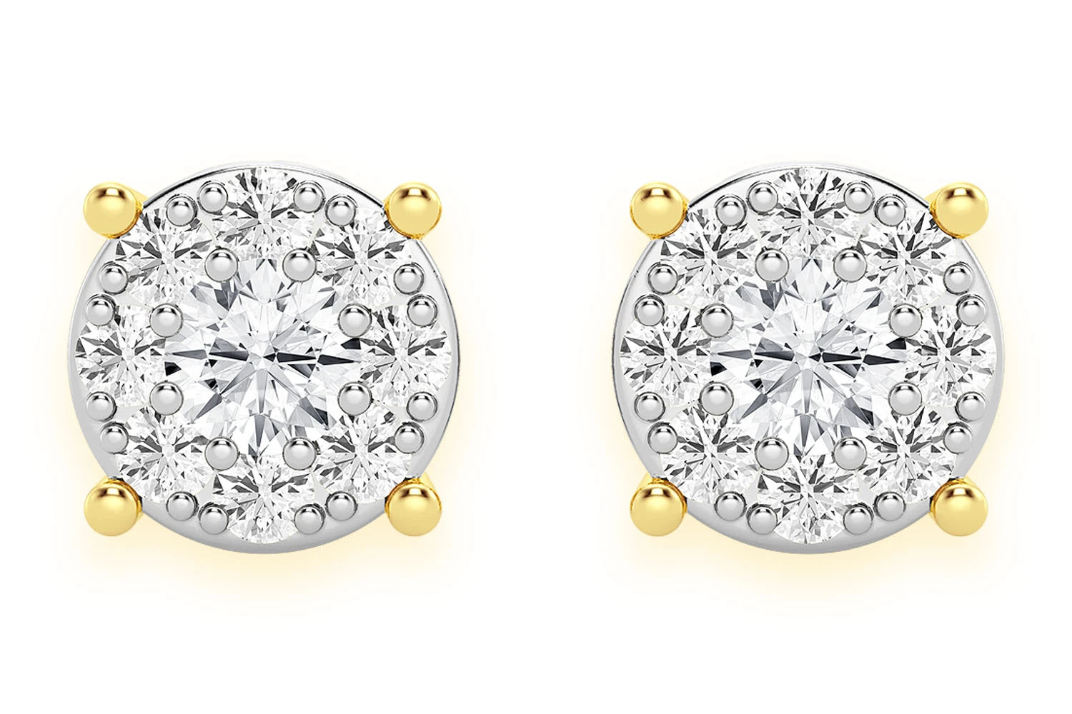 Erkals Jewellers Mosaic Stud Earrings 18K Gold 0.25ctw