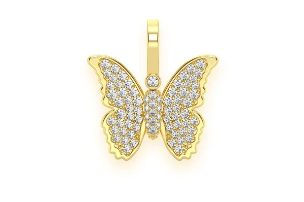 Pendentif diamant papillon 0,40 ct en or massif 14 carats