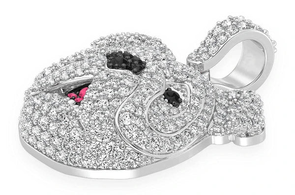 1.66ct Diamond Bulldog Pendant 18K Solid Gold