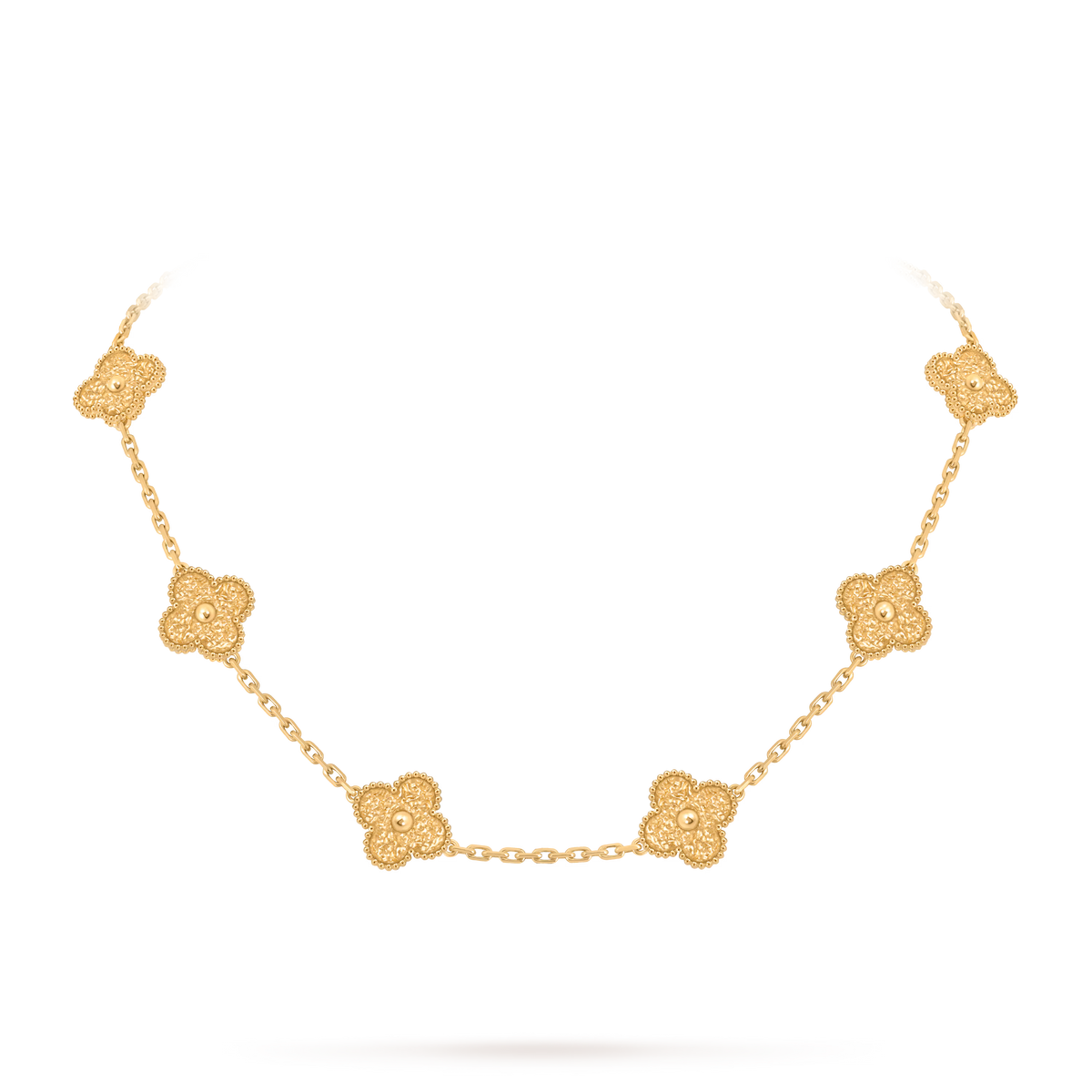Van Cleef & Arpels Vintage Alhambra 10 Motifs Necklace 18K Yellow Gold
