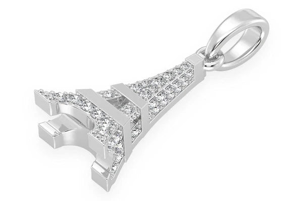 0.33ct Diamond French Eiffel Tower Pendant 18K Solid Gold