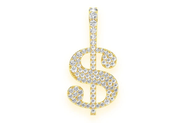 Erkals Jewellers US Dollar Sign Pendant 18K Gold Diamond 0.25ctw