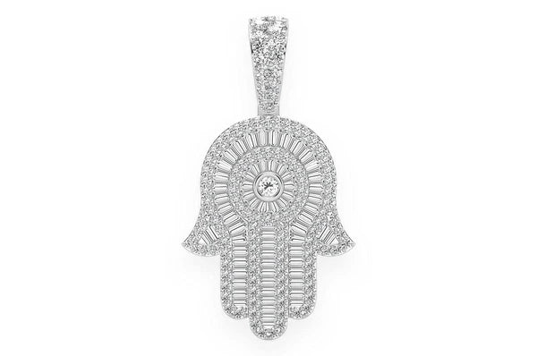 2.10ct Diamond Hamsa Pendant 18K Solid Gold