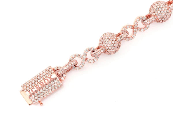 Erkals Jewellers Infinity Bead Link Diamond Bracelet 18K Gold 12.50ctw