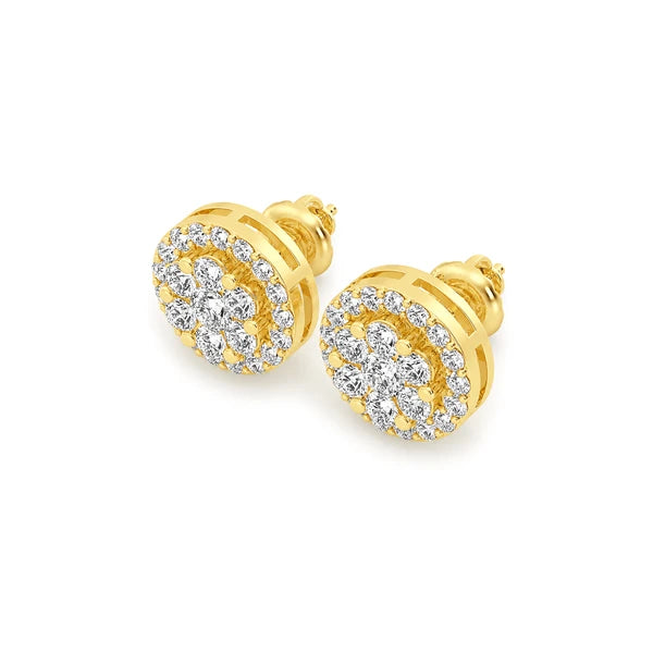 Erkals Jewellers Halo Flower Stud Earrings 18K Gold 1.00ctw