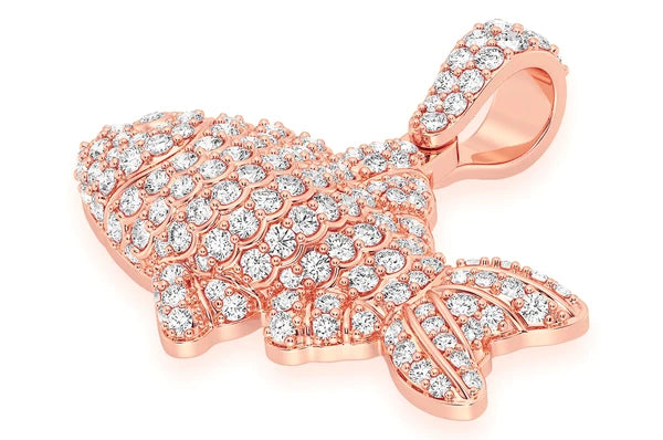 1.20ct Diamond Fish Pendant 18K Solid Gold
