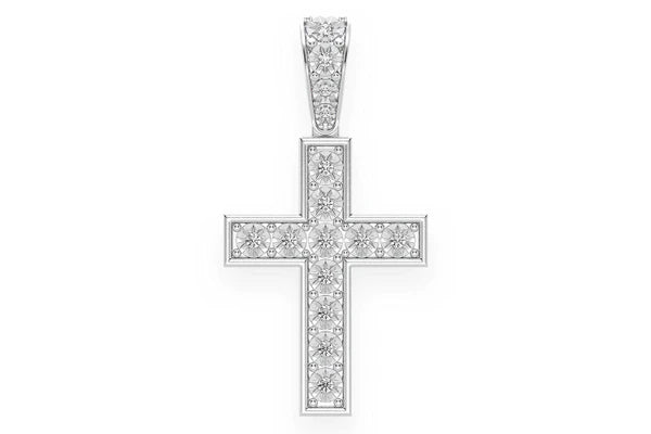 Erkals Jewellers Miracle Set Cross Small Pendant 18K Gold Diamond 0.15ctw