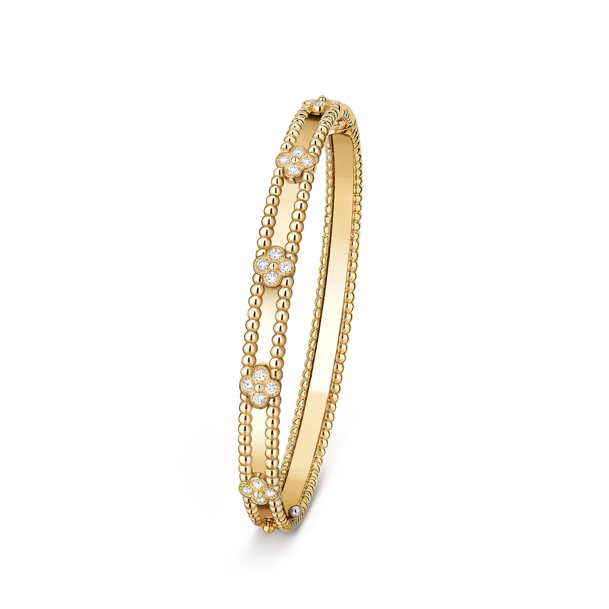 Van Cleef & Arpels Perlée Sweet Clovers Diamond Medium Bracelet 18K Yellow Gold
