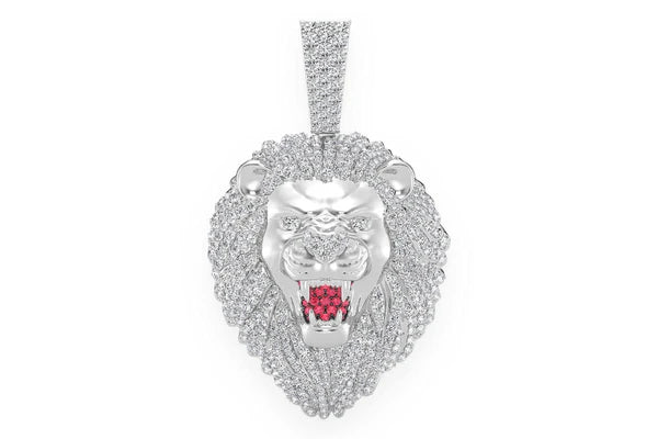Erkals Jewellers Roaring Lion Head Pendant 18K Gold Diamond 3.20ctw