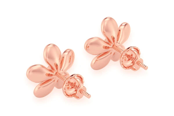 Erkals Jewellers Flower Petal Diamond Stud Earrings 18K Gold 0.02ctw