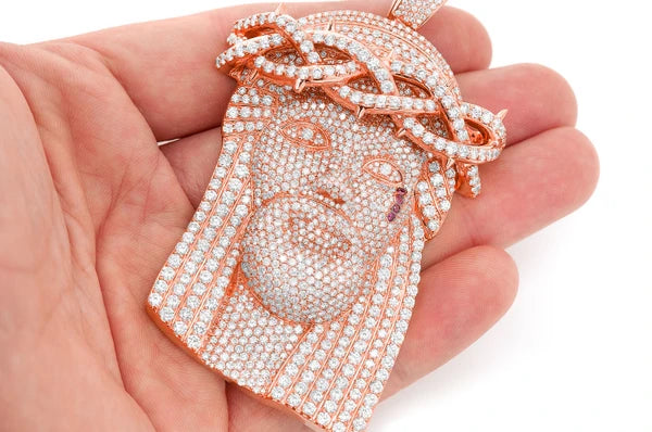 Erkals Jewellers Extra Large Jesus Of Nazareth Pendant 18K Gold Diamond 22.25ctw