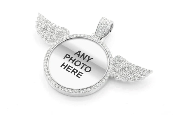 Erkals Jewellers Round Picture Pendant With Wings 18K Gold Diamond 3.00ctw