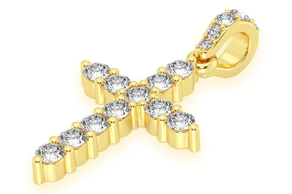 Erkals Jewellers Basket Cross Pendant 18K Gold Diamond 0.40ctw