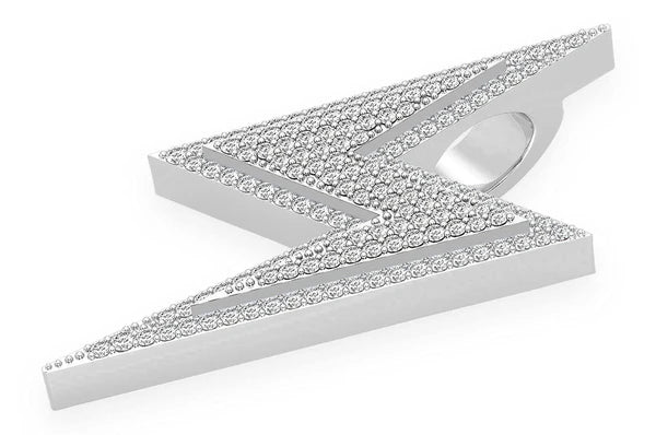 0.50ct Diamond Lightning Bolt Double Layer Pendant 18K Solid Gold