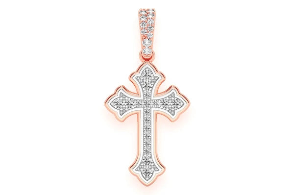0.25ct Diamond Rounded Cross Pendant 18K Solid Gold