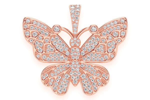 Pendentif diamant papillon 1,00 ct en or massif 14 carats