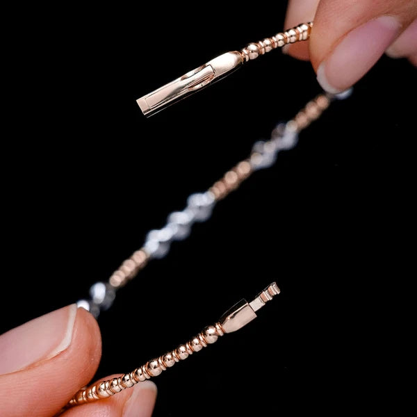 Erkals Jewellers Graduated Beaded Flex Diamond Bangle Bracelet 18K Gold 0.60ctw