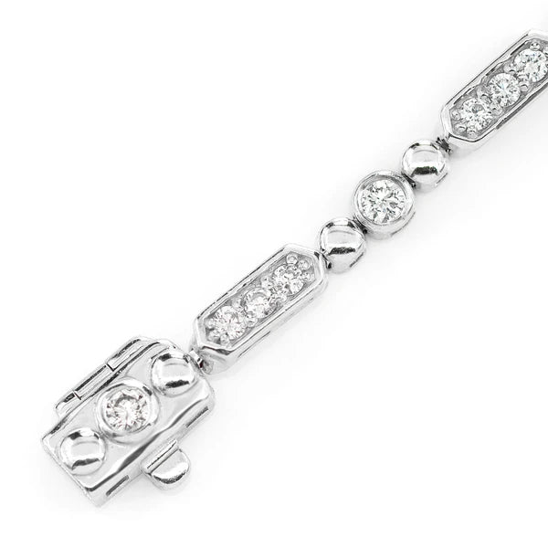 Erkals Jewellers Alternating Bezel Bar Link Bracelet 18K Gold 0.85ctw