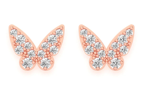Erkals Jewellers Mini Butterfly Stud Earrings 18K Gold 0.15ctw