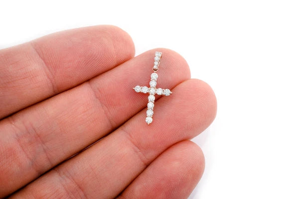 Erkals Jewellers Basket Cross Pendant 18K Gold Diamond 0.40ctw