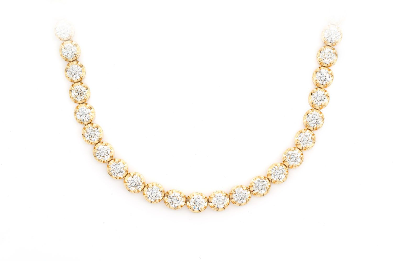 Erkals Jewellers 12pt Crown Set Diamond Tennis Necklace 18K Gold 14.00ctw