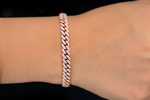 Pulsera de diamantes cubanos de 1,50 quilates de Miami, oro macizo de 4 mm y 14 quilates