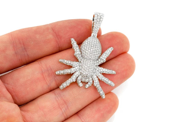 4.00ct Diamond Spider Crawling Pendant 18K Solid Gold