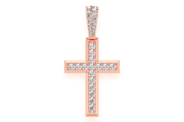 1.15ct Diamond Angled Cross Pendant 18K Solid Gold
