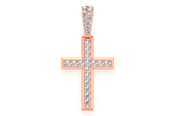 Erkals Jewellers Angled Cross Pendant 18K Gold Diamond 1.15ctw