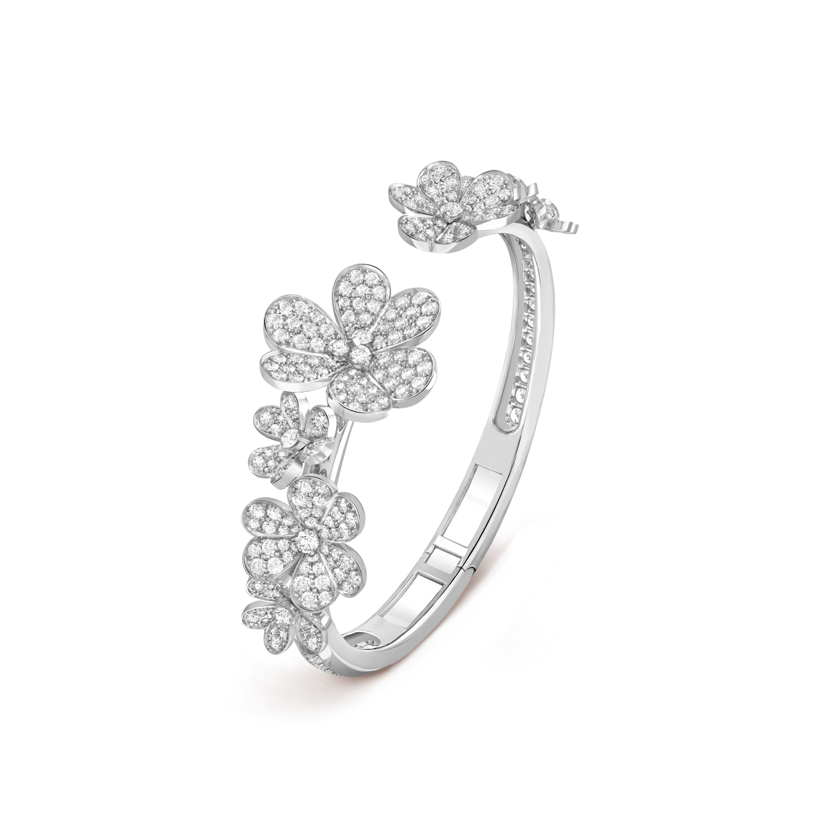 Van Cleef & Arpels Frivole 7 Flowers Medium Bracelet 18K White Gold