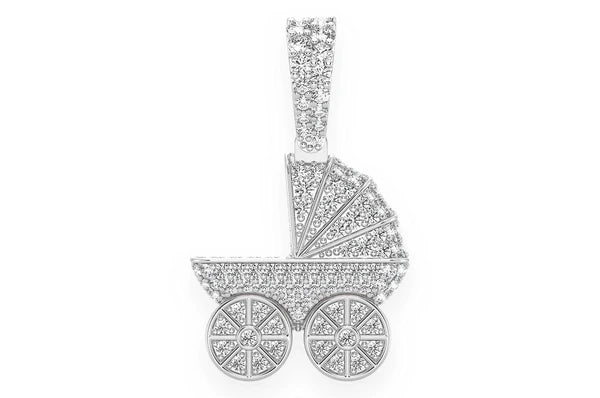 Pendentif poussette bébé 0,68 ct diamant or jaune 14 carats