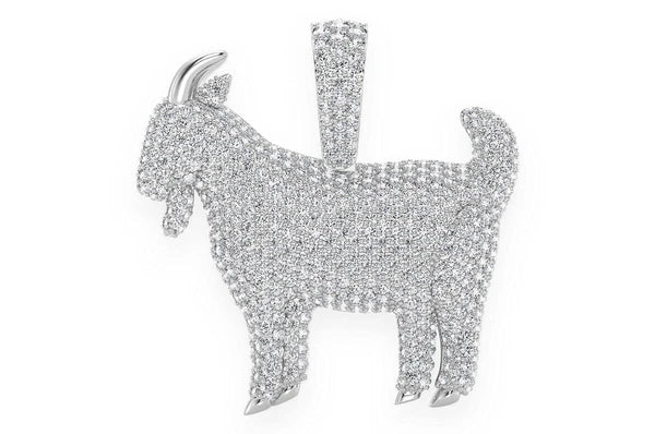 3.75ct Diamond Standing Goat Pendant 18K Solid Gold