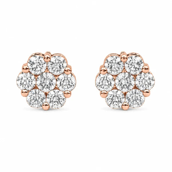 Erkals Jewellers Flower Stud Earrings 18K Gold 2.00ctw