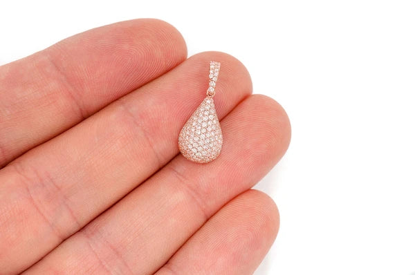0.60ct Diamond Water Drop Pendant 18K Solid Gold