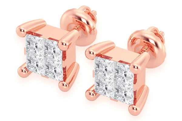 Erkals Jewellers Quad Stud Diamond Earrings 18K Gold 1.00ctw