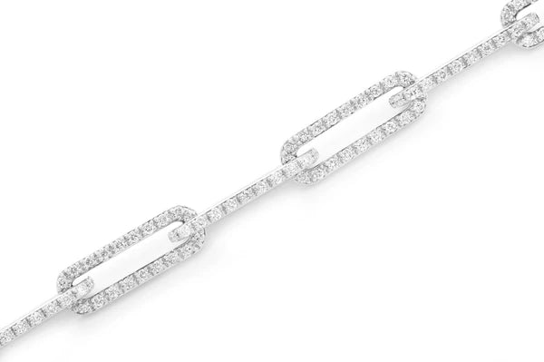 Erkals Jewellers Diamond Bezel Set Elongated Rolo Link Bracelet 18K Gold 3.25ctw