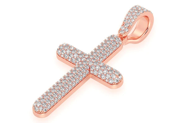 2.00ct Diamond Bubbly Cross Pendant 18K Solid Gold